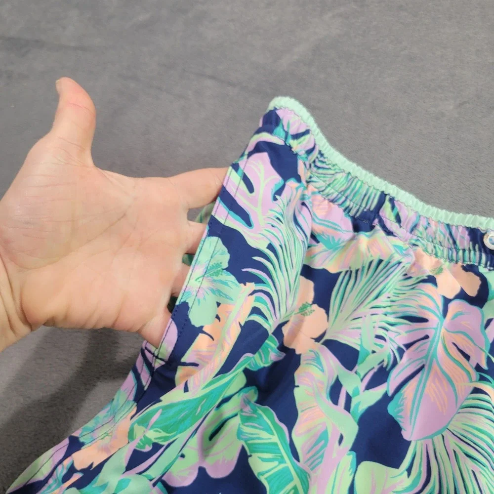 Chubbies Mens Tropical Floral Palm Swim Trunks Navy Mint 5.5 Inseam XL SS24SW022